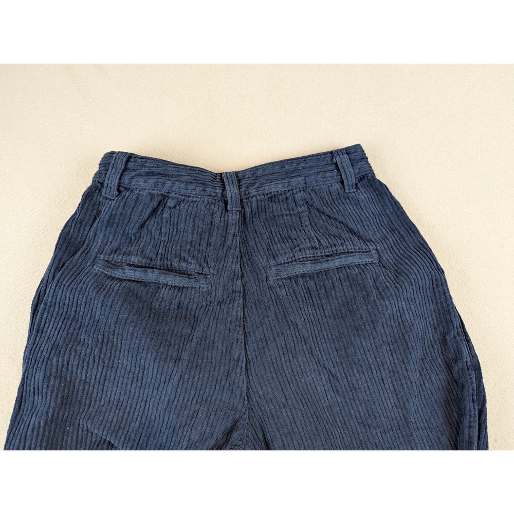 Free People Navy Corduroy Hi Waisted Pleated Wide Leg Pants Sz 2 Y2K Baggy 24x28 - Picture 6 of 11